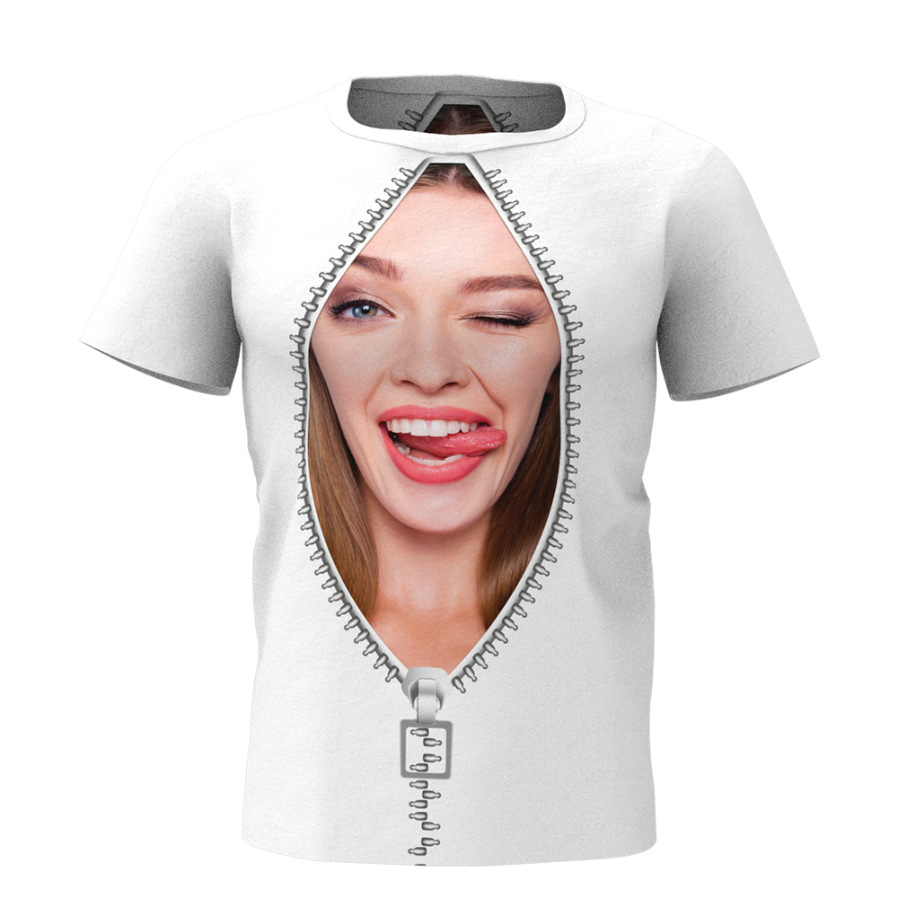 Custom Face Zipper All Over Print T-shirt - MyfaceTshirt
