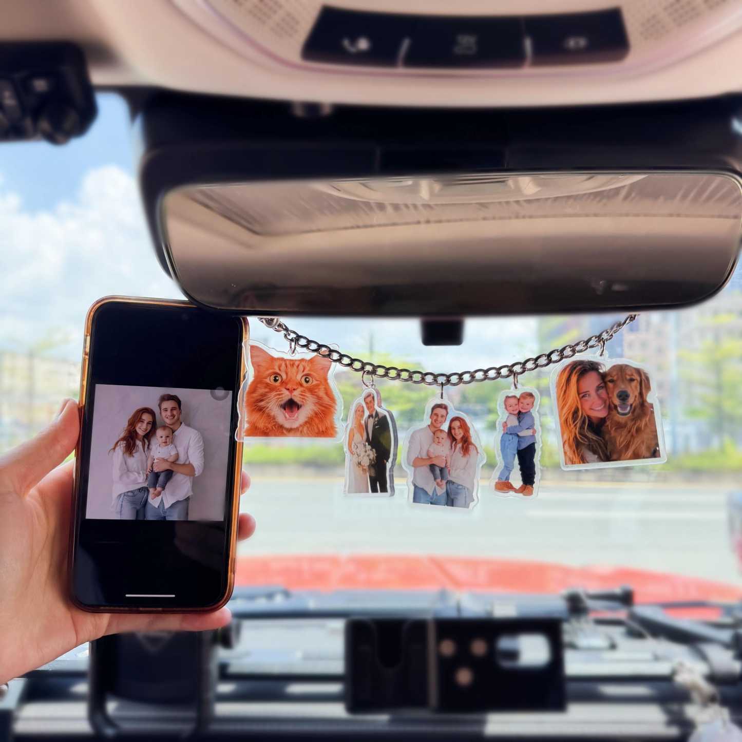 Breloques Personnalisées Pour Voiture, Accessoires De Rétroviseur Pour Femmes, Ornement Photo, Décoration Auto, Idée Cadeau Originale, Jolis Accessoires De Voiture - MyFaceSocksFR