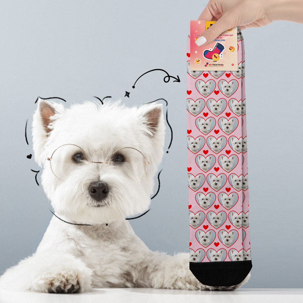 Chaussettes Personnalisées Multi-faces Respirantes Avec Photos Colorées, Chaussettes « Je T'aime » - MyFaceSocksFR