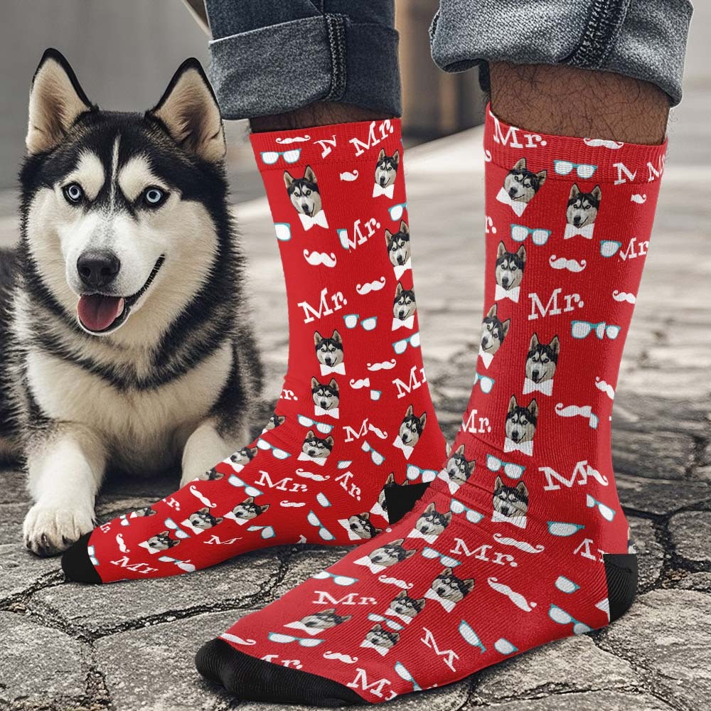 Chaussettes Intégrales Personnalisées Mr Cute Chaussettes Photo Personnalisée Conception Personnalisée Meilleure Idée Cadeau - MyFaceSocksFR