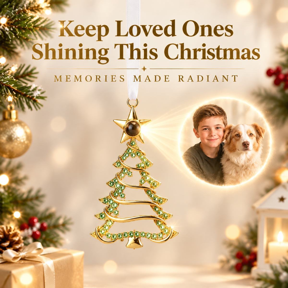 Ornement D’arbre De Noël Personnalisé Avec Projection De Photos, Cadeau Commémoratif Pour Les Amoureux De La Famille Et Des Animaux De Compagnie, Décor Suspendu D’arbre De Noël - MyFaceSocksFR