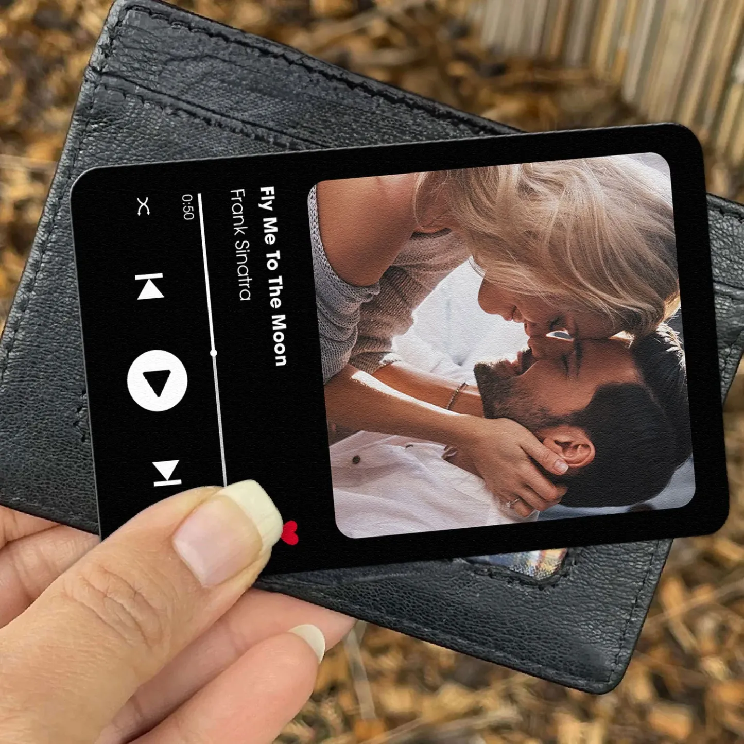 Carte Portefeuille En Métal De Chanson Préférée Personnalisée - Carte Portefeuille Photo En Aluminium Personnalisée - Cadeaux De La Saint-valentin Pour Lui, Petit Ami, Mari - MyFaceSocksFR