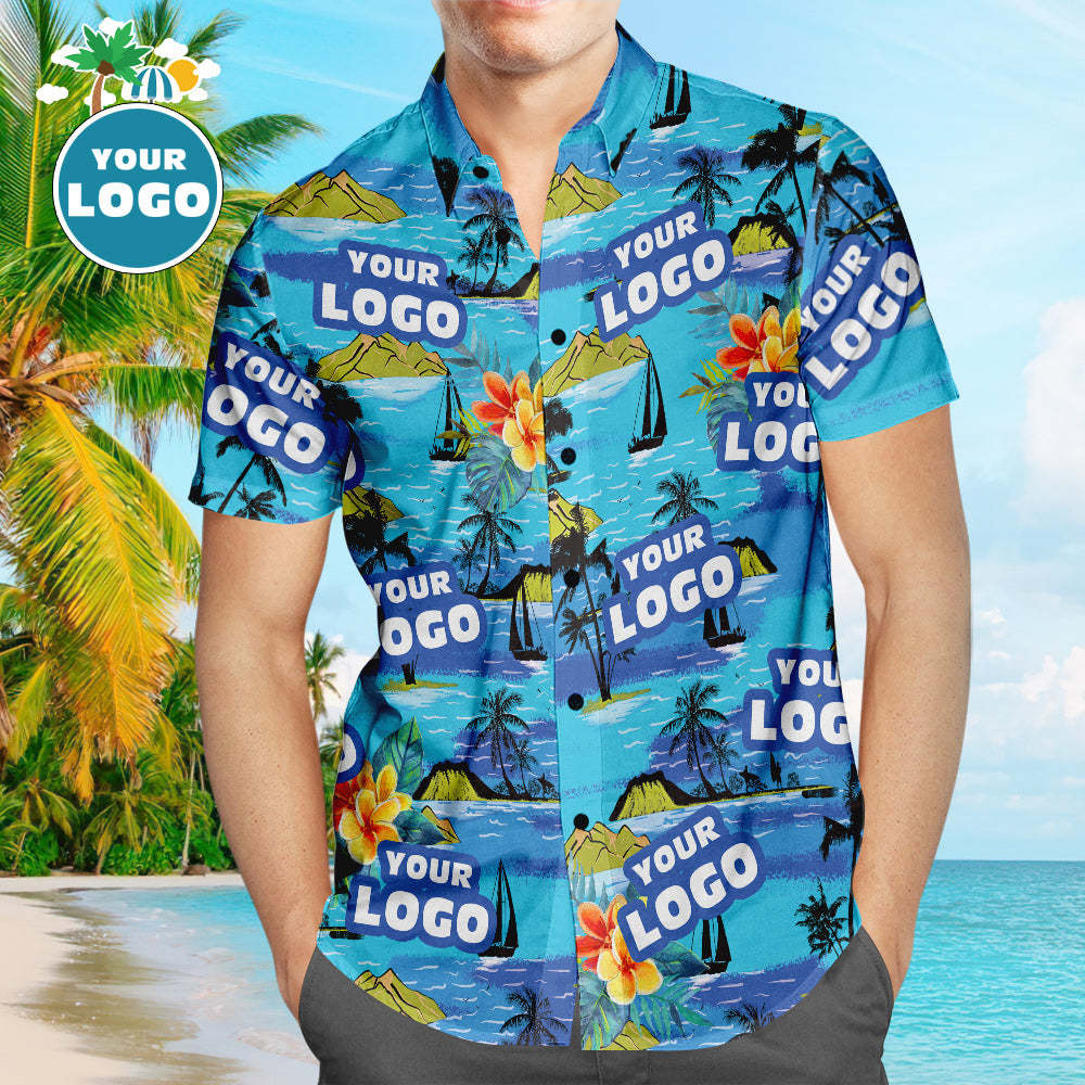 Logo Personnalisé Chemises Hawaïennes Montagnes Chemise De Plage Aloha Personnalisée Pour Hommes - VisageChaussettes