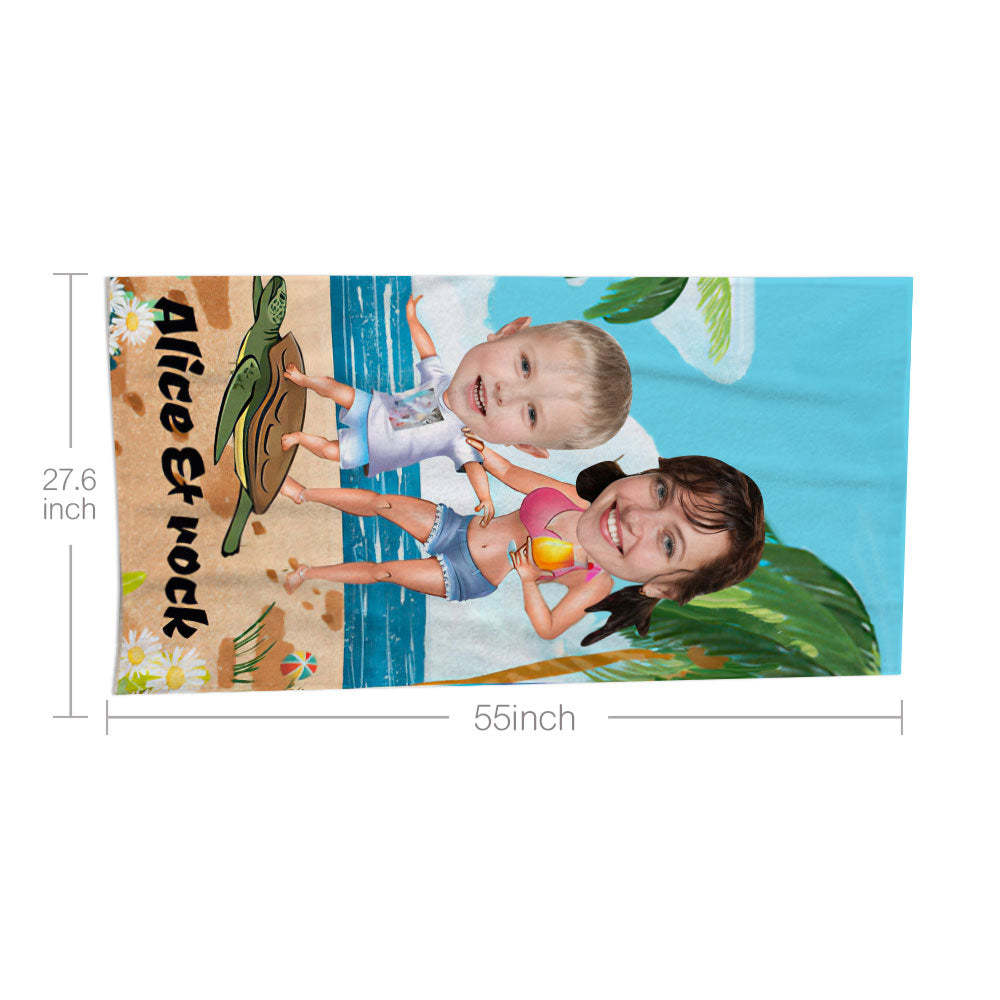Serviette De Plage Visage Personnalisée Serviette De Plage Sirène Sexy Personnalisée Cadeau Drôle - MyFaceSocksFR