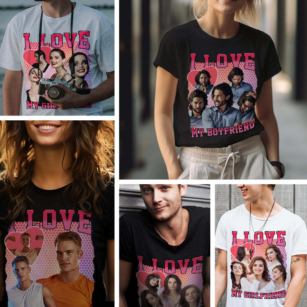 Photo Personnalisée Et Nom Vintage Tee T-shirt Personnalisé Cadeaux Pour Lui/elle - VisageChaussettes