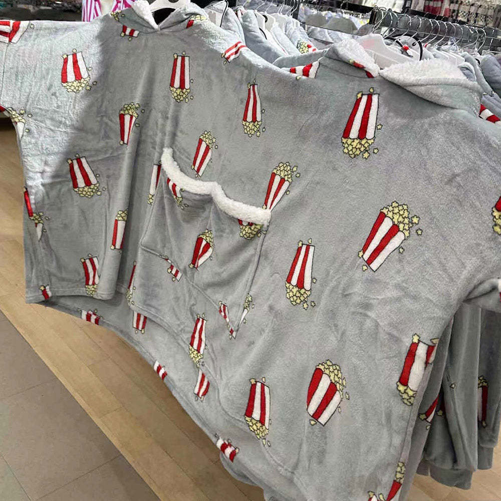 Popcorn Couple Combinaison Pyjama Chaud Et Intime Une Pièce Vêtements De Détente Couverture Drôle Cadeau De Saint Valentin - VisageChaussettes