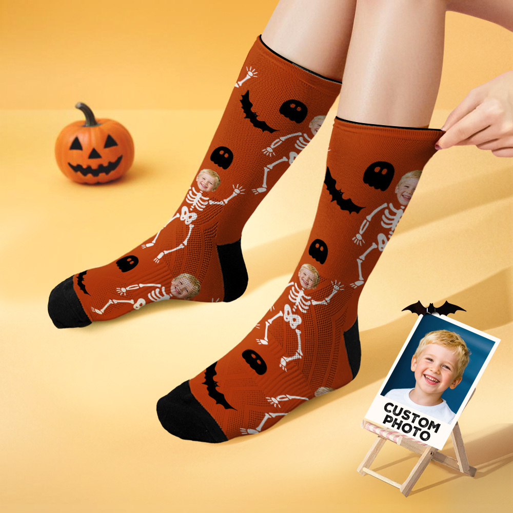 Chaussettes Personnalisées Pour Le Visage Chaussettes Photo D'halloween Personnalisées Joyeux Halloween - MyFaceSocksFR