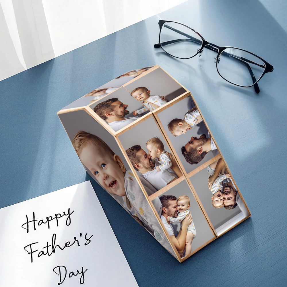 Cadeaux d'anniversaire, photo pliante magique personnalisée Rubic's Cube pour père - MyFaceSocksFR