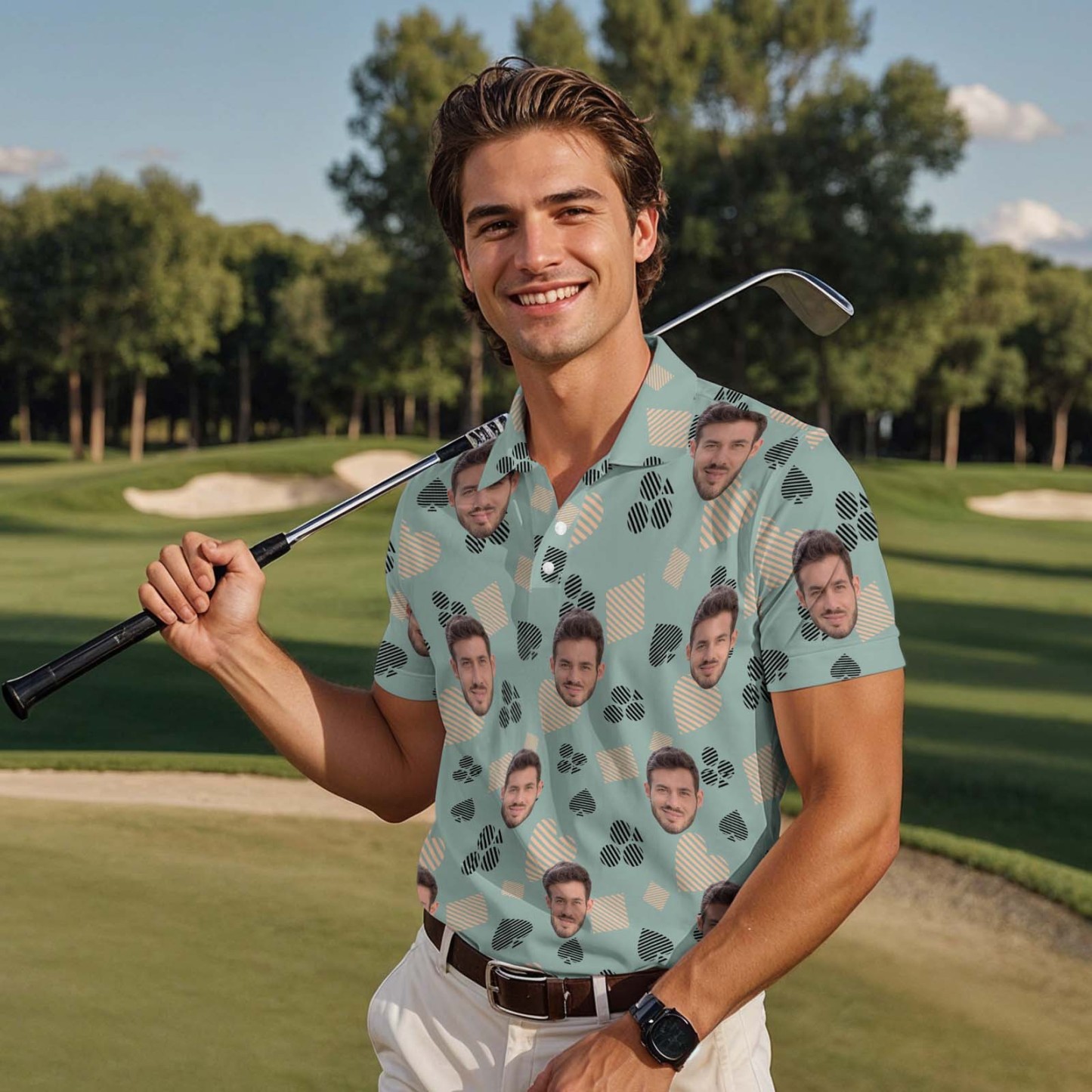 Polo Personnalisé, Chemises De Golf Amusantes Et Personnalisées Avec Visages Ou Logos, Cadeau - MyFaceSocksFR