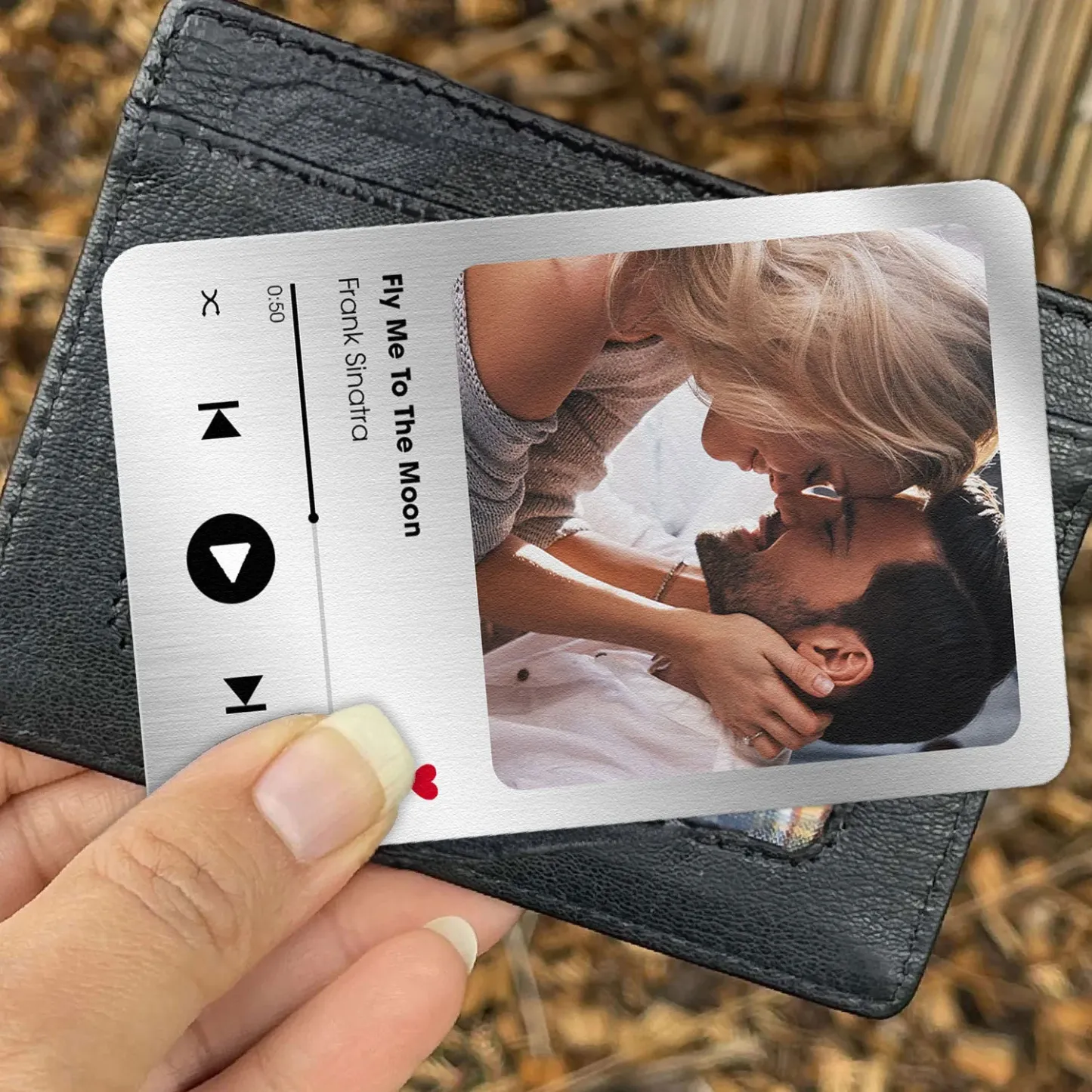 Carte Portefeuille En Métal De Chanson Préférée Personnalisée - Carte Portefeuille Photo En Aluminium Personnalisée - Cadeaux De La Saint-valentin Pour Lui, Petit Ami, Mari - MyFaceSocksFR