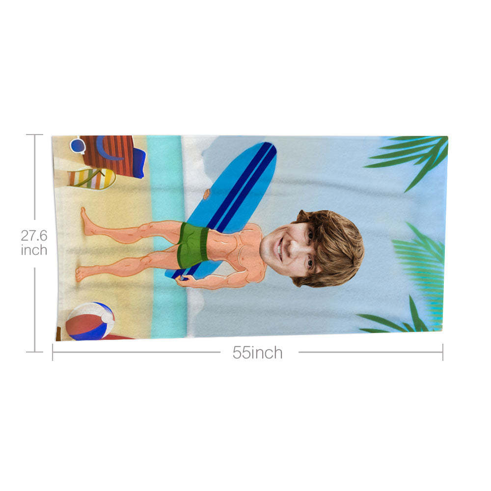 Serviette De Plage Visage Personnalisée Serviette De Plage Sirène Sexy Personnalisée Cadeau Drôle - MyFaceSocksFR