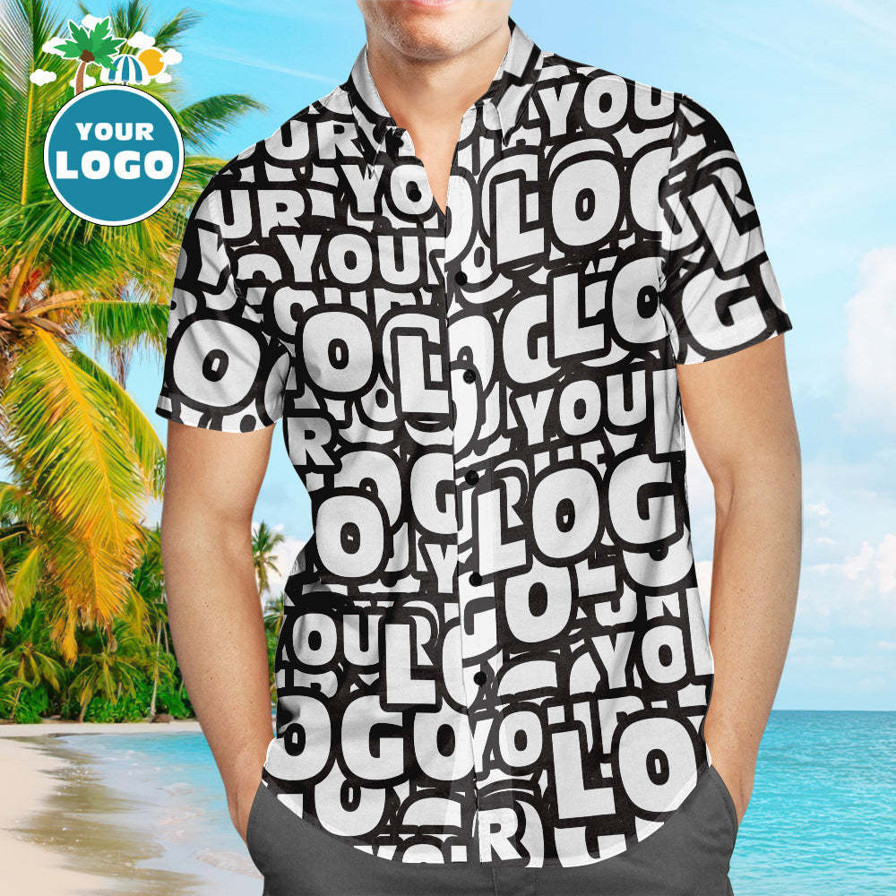 Logo Personnalisé Chemises Hawaïennes Muti-logo Design Chemise De Plage Aloha Pour Hommes - VisageChaussettes