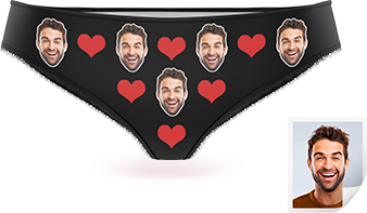 Couple Culotte Visage Coeur Personnalisée Femme Cadeaux Lgbt Personnalisés - VisageChaussettes