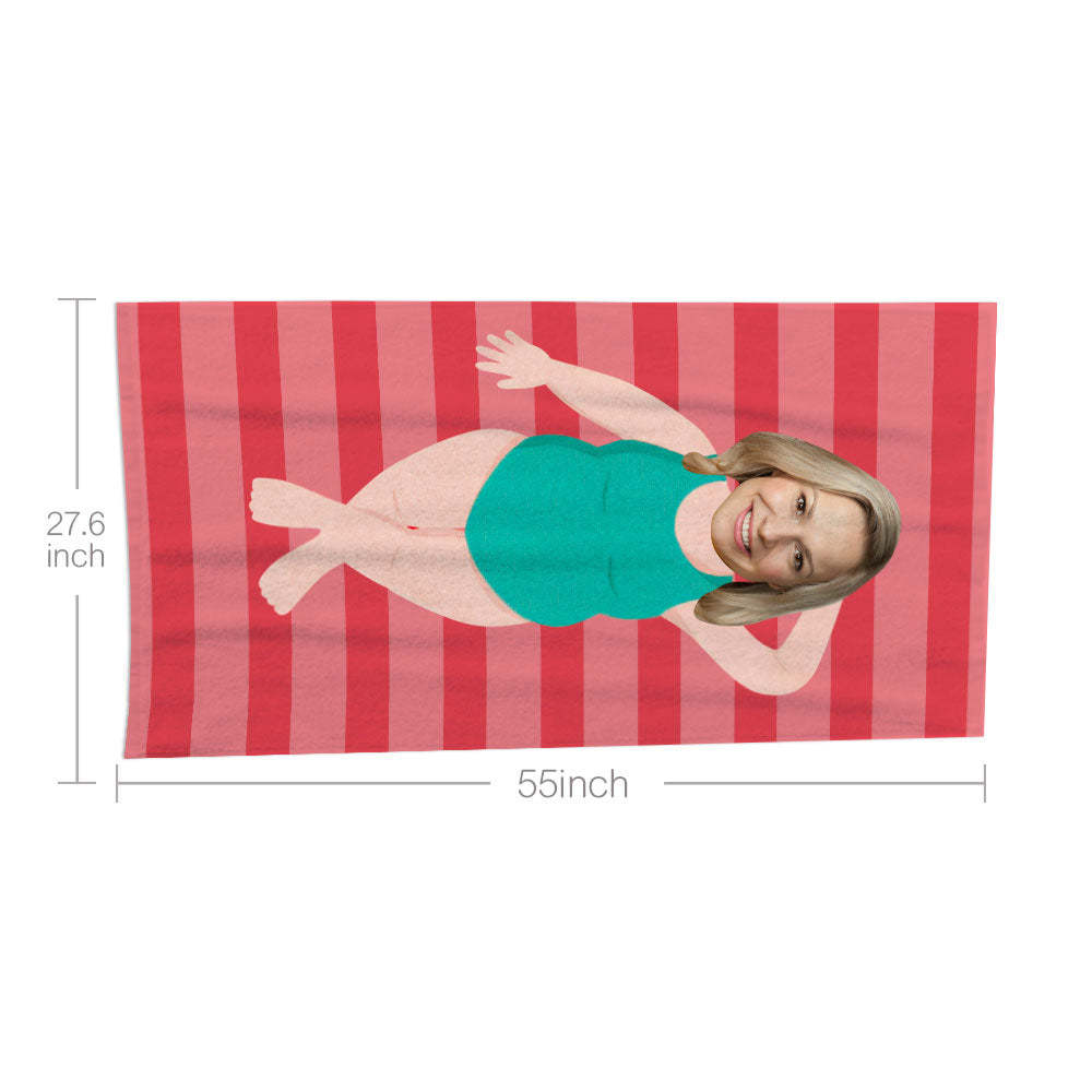 Serviette De Plage Visage Personnalisée Serviette De Plage Sirène Sexy Personnalisée Cadeau Drôle - MyFaceSocksFR