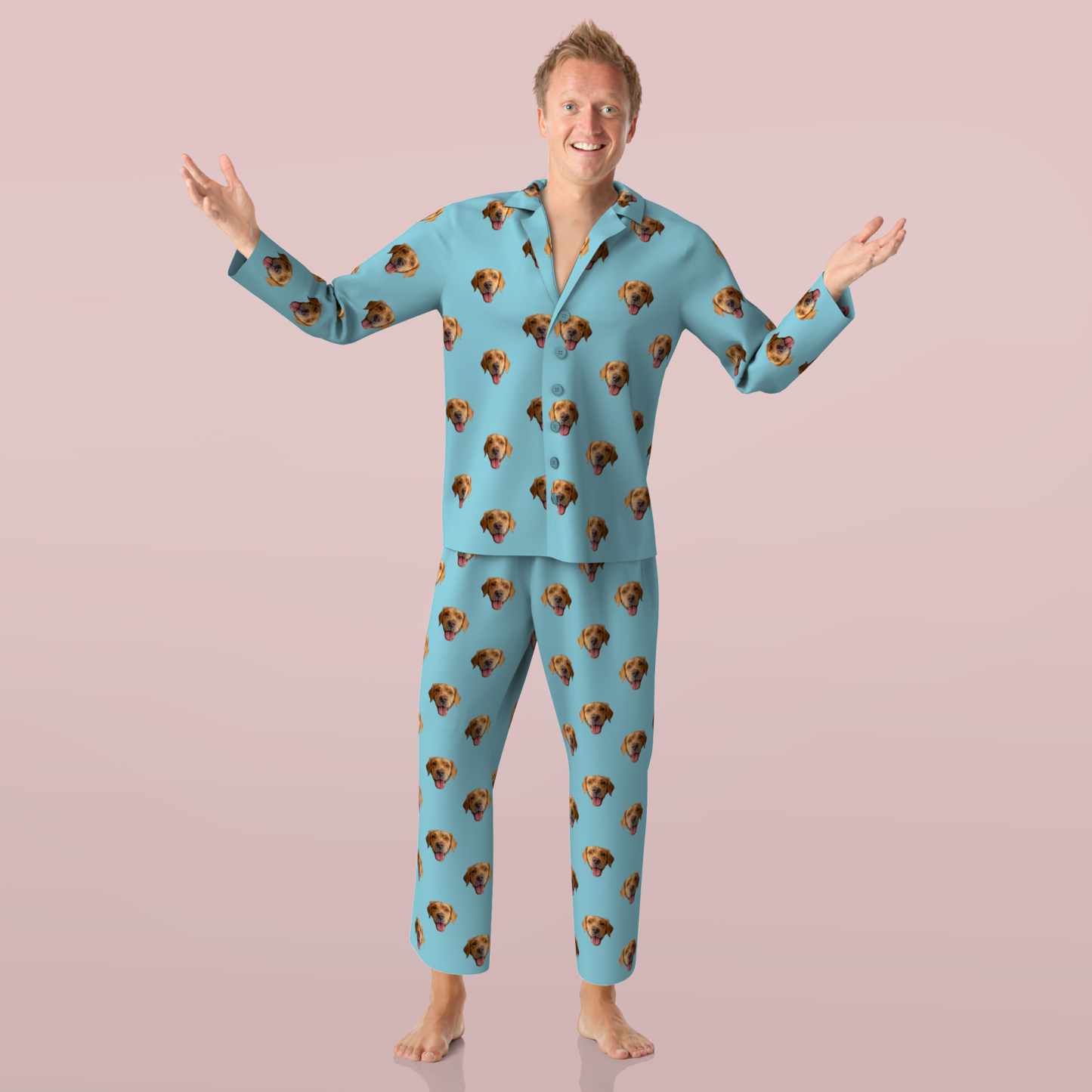 Pyjama Photo Visage Personnalisé Vêtements De Nuit Manches Longues Cadeaux Grands-parents Colorés - VisageChaussettes