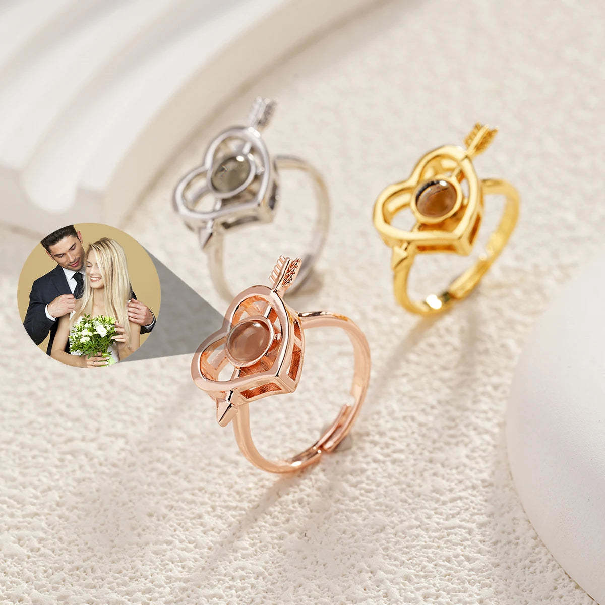 Bague En Forme De Cœur Avec Photo Personnalisée - Idée Cadeau Pour La Saint-valentin