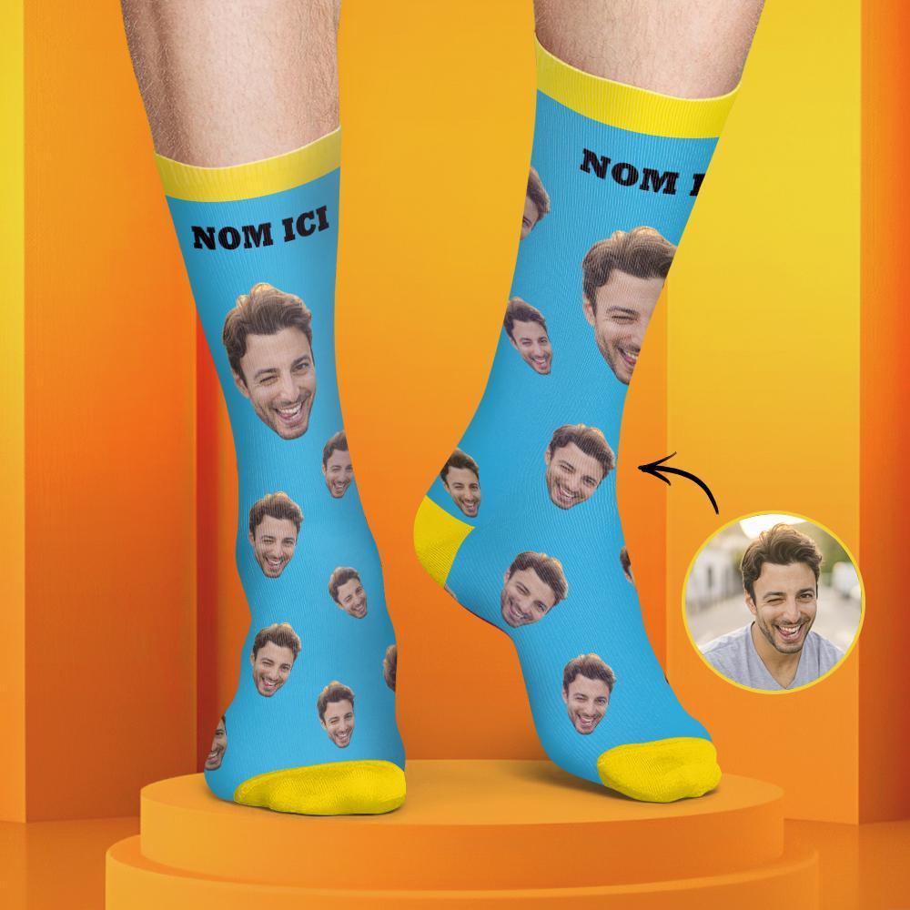 Chaussettes Personnalisées de Visage Couleur Bonbon