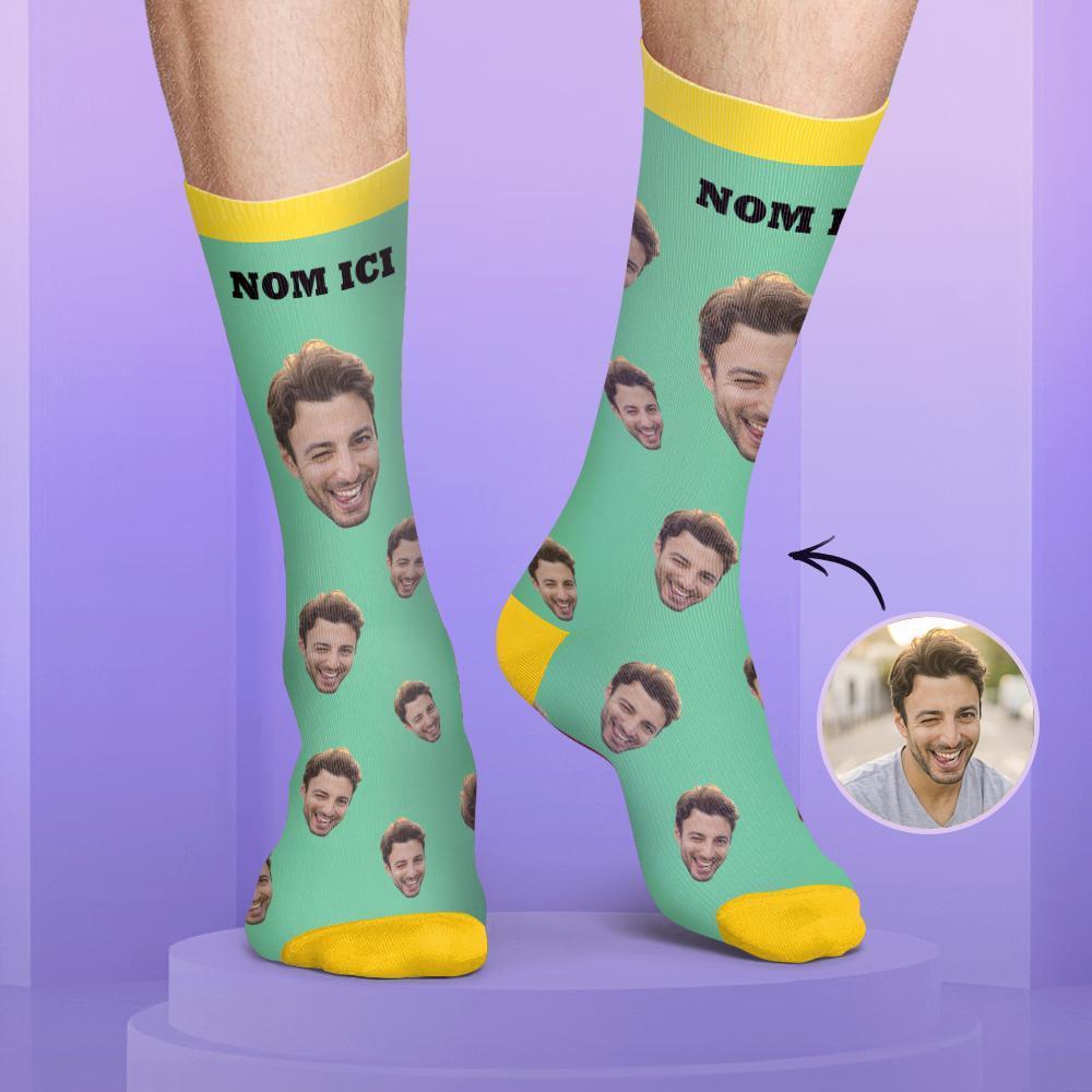 Chaussettes Personnalisées de Visage Couleur Bonbon