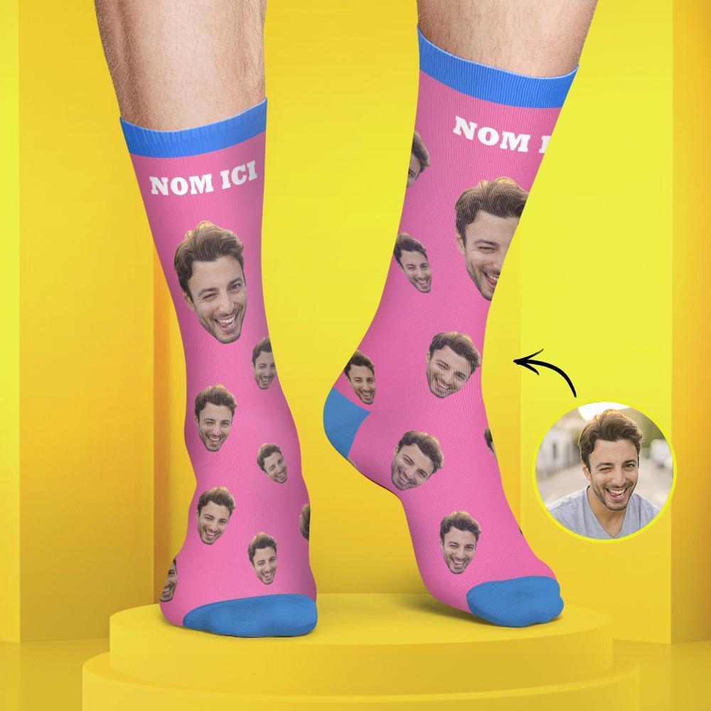 Chaussettes Personnalisées de Visage Couleur Bonbon