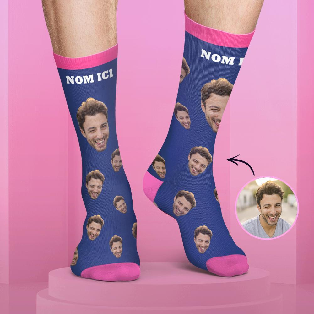 Chaussettes Personnalisées de Visage Couleur Bonbon