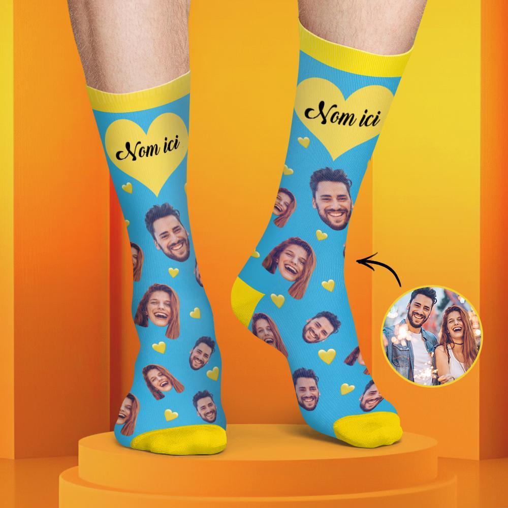 Chaussettes Personnalisées de Visage Couleur Bonbon