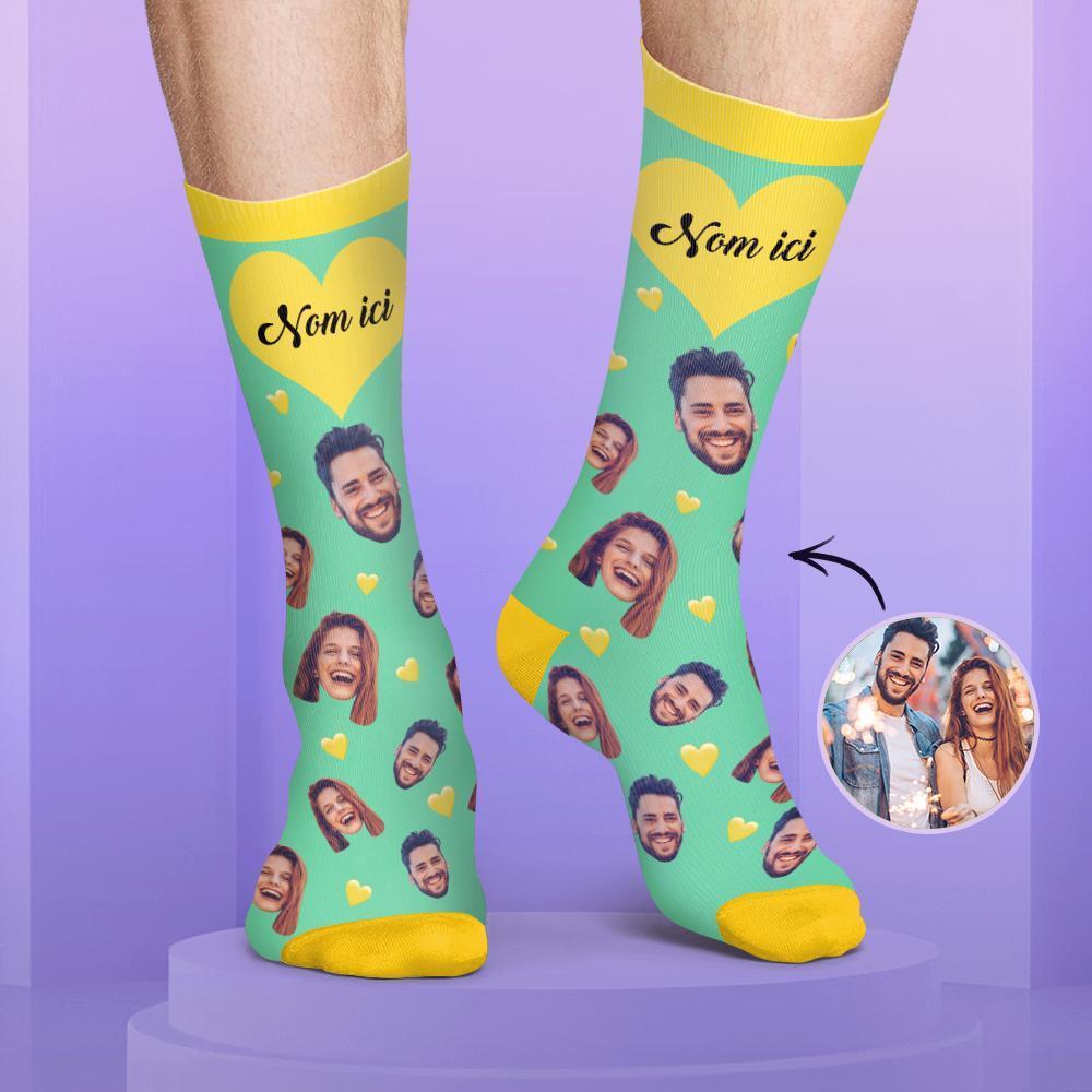 Chaussettes Personnalisées de Visage Couleur Bonbon