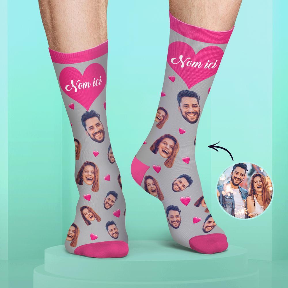 Chaussettes Personnalisées de Visage Couleur Bonbon