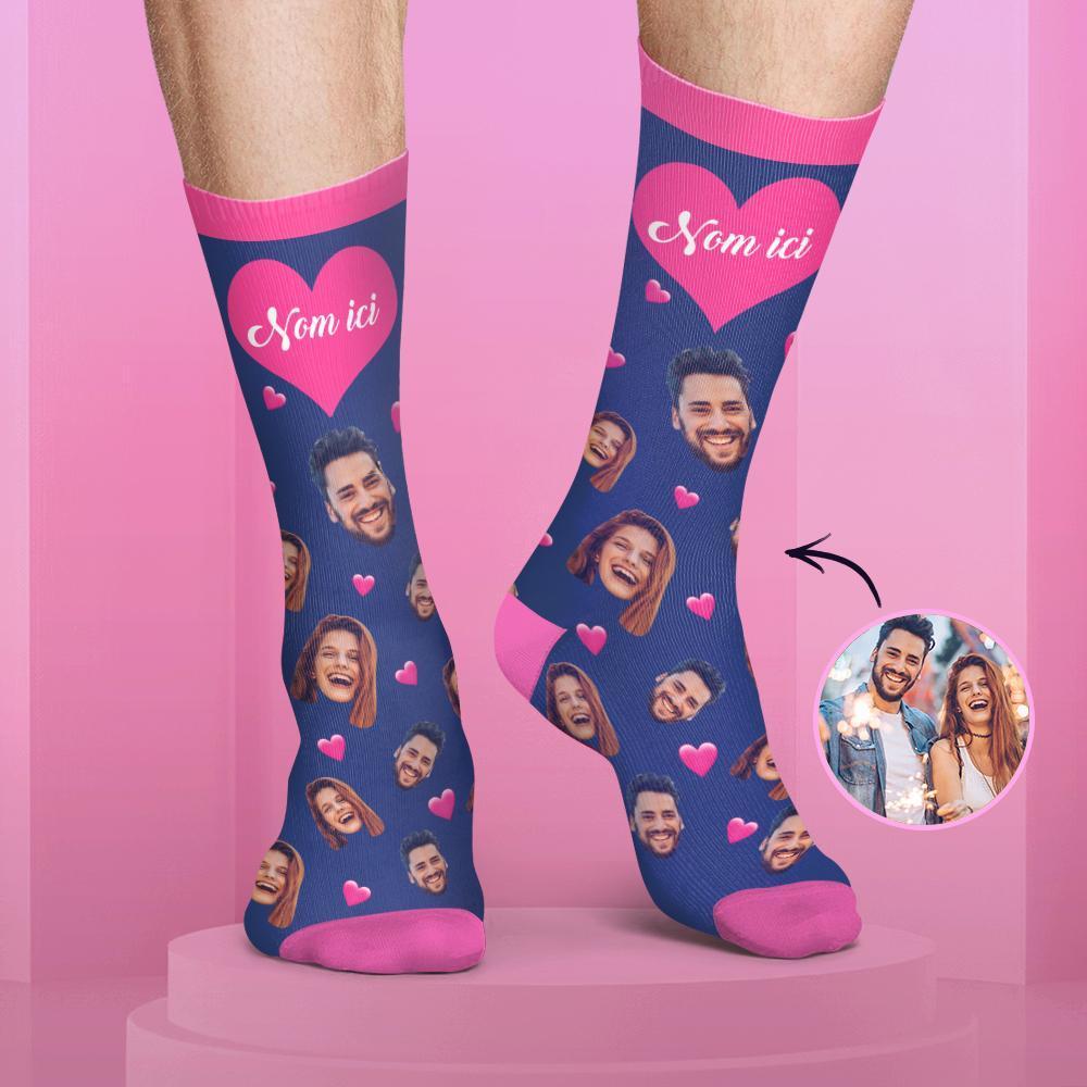 Chaussettes Personnalisées de Visage Couleur Bonbon