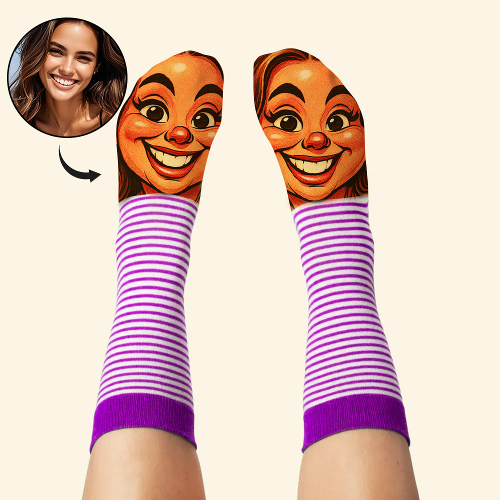 Chaussettes Amusantes Avec Visage Personnalisé, Cadeaux Photo De Style Dessin Animé Pour Lui Et Elle - MyFaceSocksFR