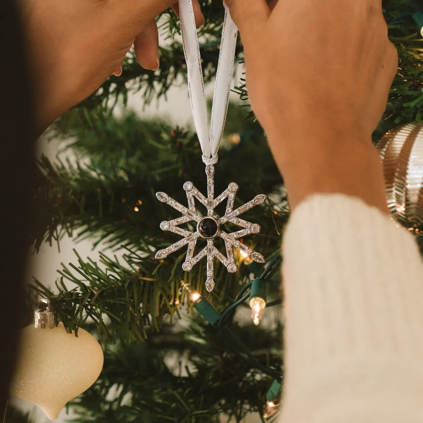 Ornement De Noël Personnalisé Avec Projection, Photo Personnalisée Et Flocon De Neige - Cadeau - MyFaceSocksFR