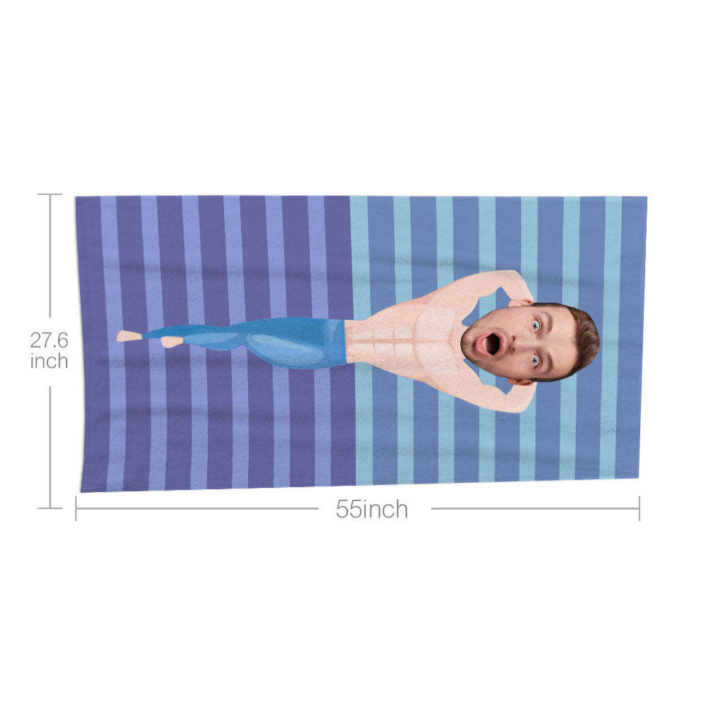 Serviette De Plage Visage Personnalisée Serviette De Plage Sirène Sexy Personnalisée Cadeau Drôle - MyFaceSocksFR