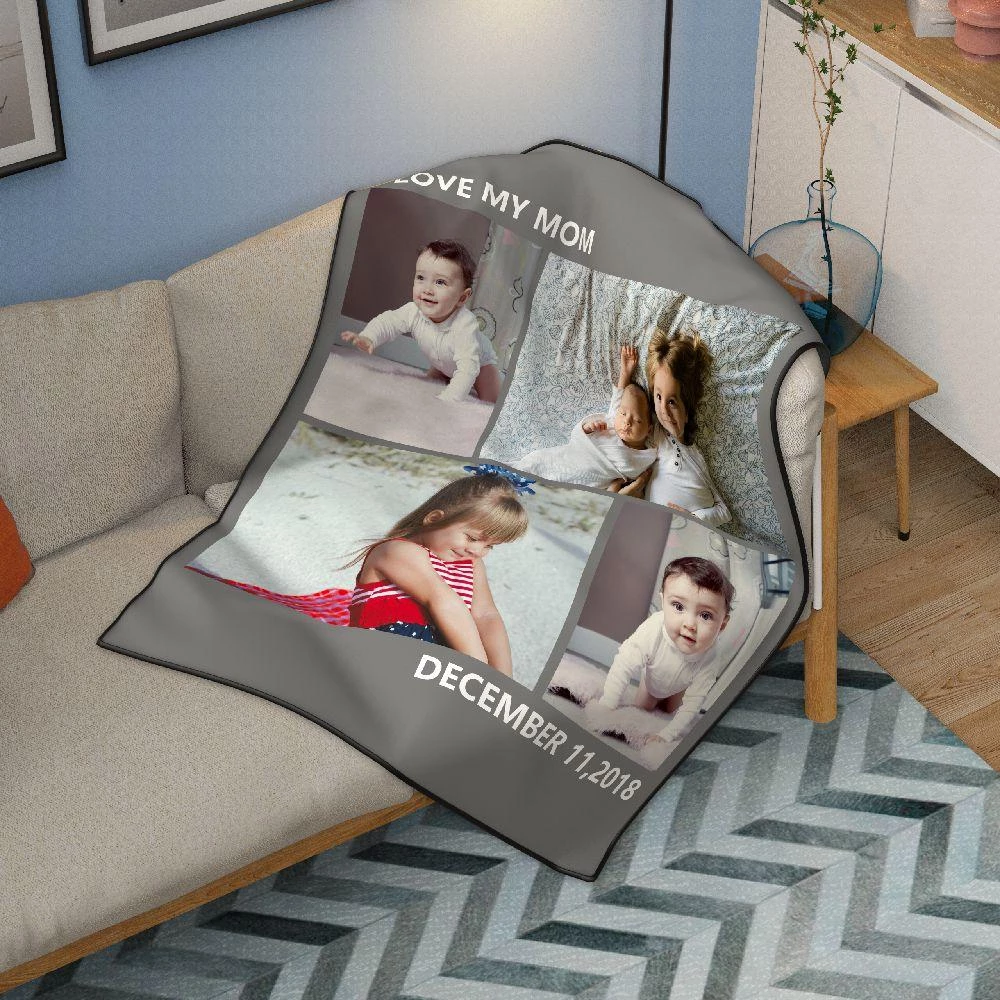 Couverture Personnalisée En Polaire Pour Enfants Avec 4 Photos - VisageChaussettes