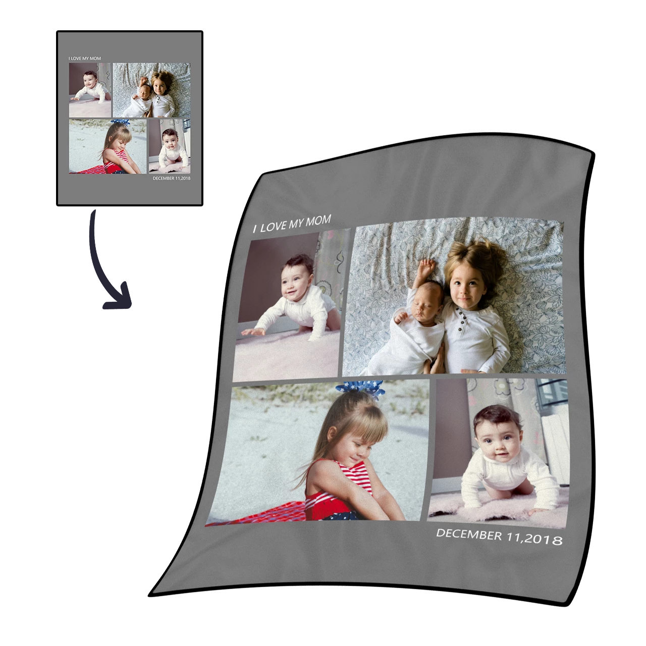 Couverture Personnalisée En Polaire Pour Enfants Avec 4 Photos - VisageChaussettes