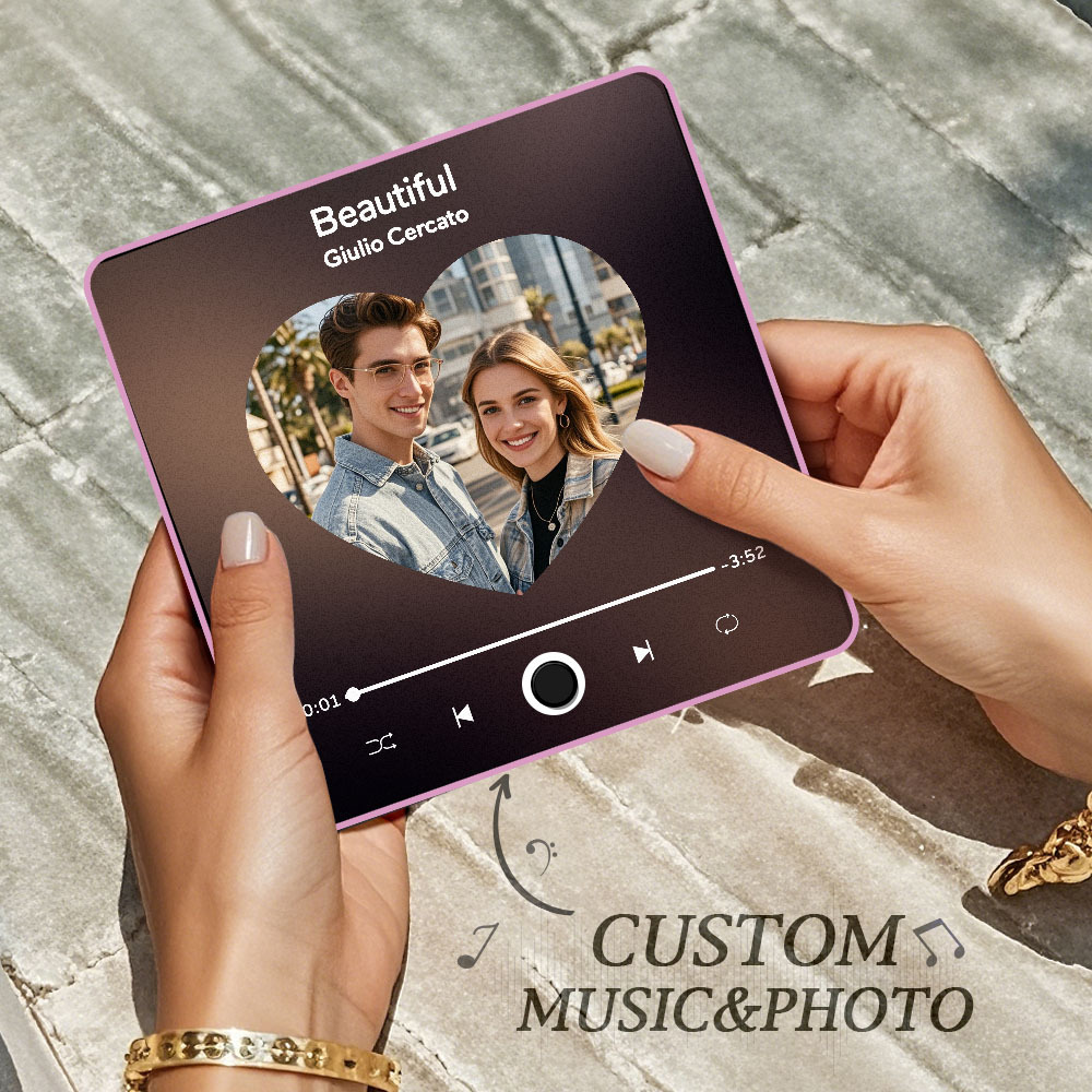 Aimant De Réfrigérateur De Musique D'album Photo Personnalisé Photo De Coeur Aimant De Réfrigérateur De Musique De Téléphone Personnalisé Pro - MyFaceSocksFR