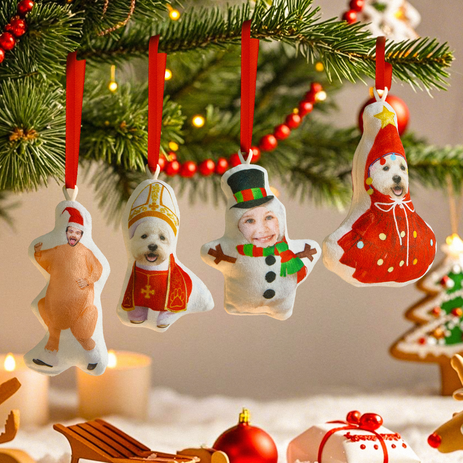 Décoration De Sapin De Noël Miniature Personnalisée Avec Photo, Cadeau De Décoration De Noël Pour La Famille Et Les Amoureux Des Animaux