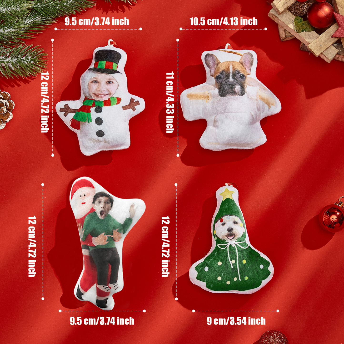 Décoration De Sapin De Noël Miniature Personnalisée Avec Photo, Cadeau De Décoration De Noël Pour La Famille Et Les Amoureux Des Animaux - MyFaceSocksFR