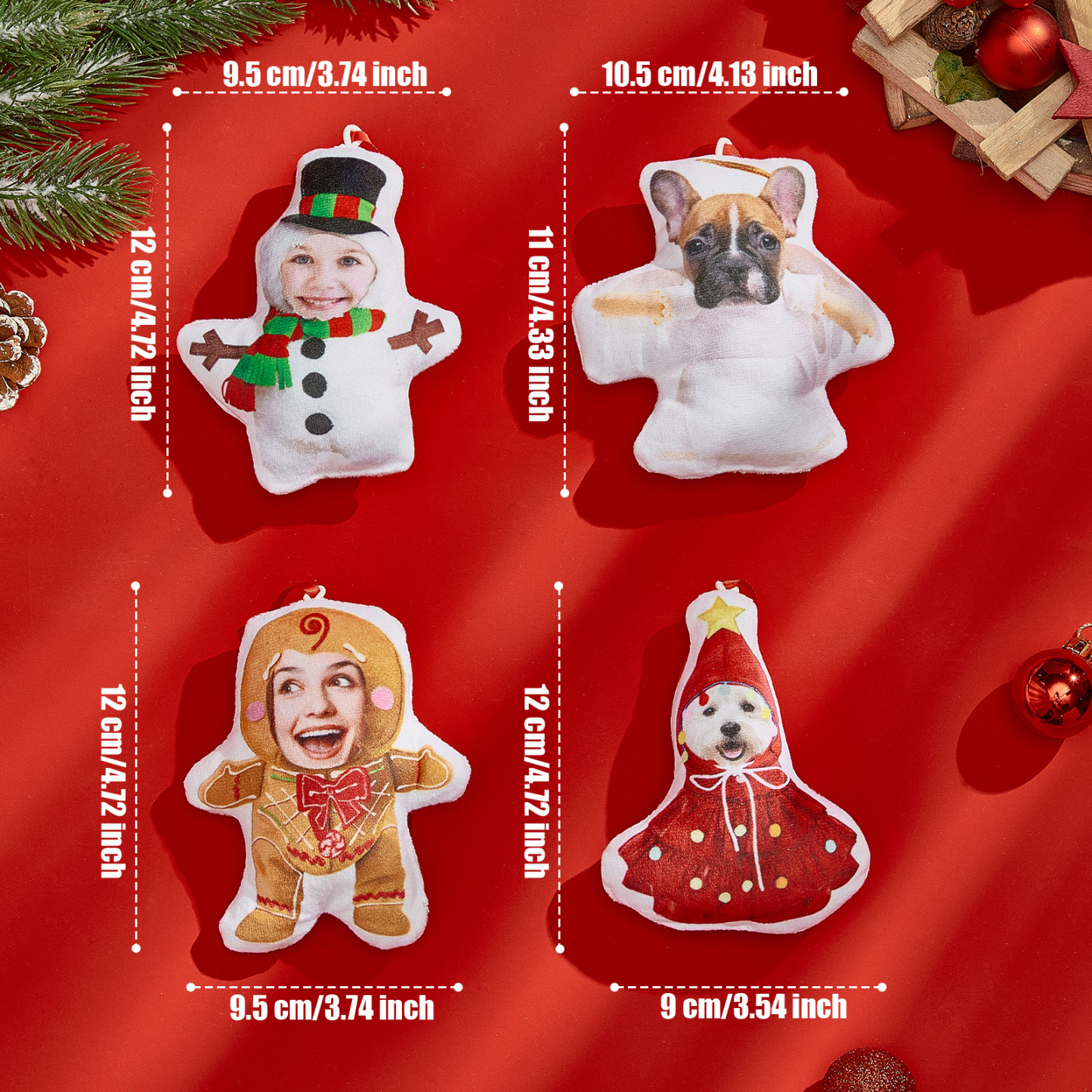 Décoration De Sapin De Noël Miniature Personnalisée Avec Photo, Cadeau De Décoration De Noël Pour La Famille Et Les Amoureux Des Animaux - MyFaceSocksFR