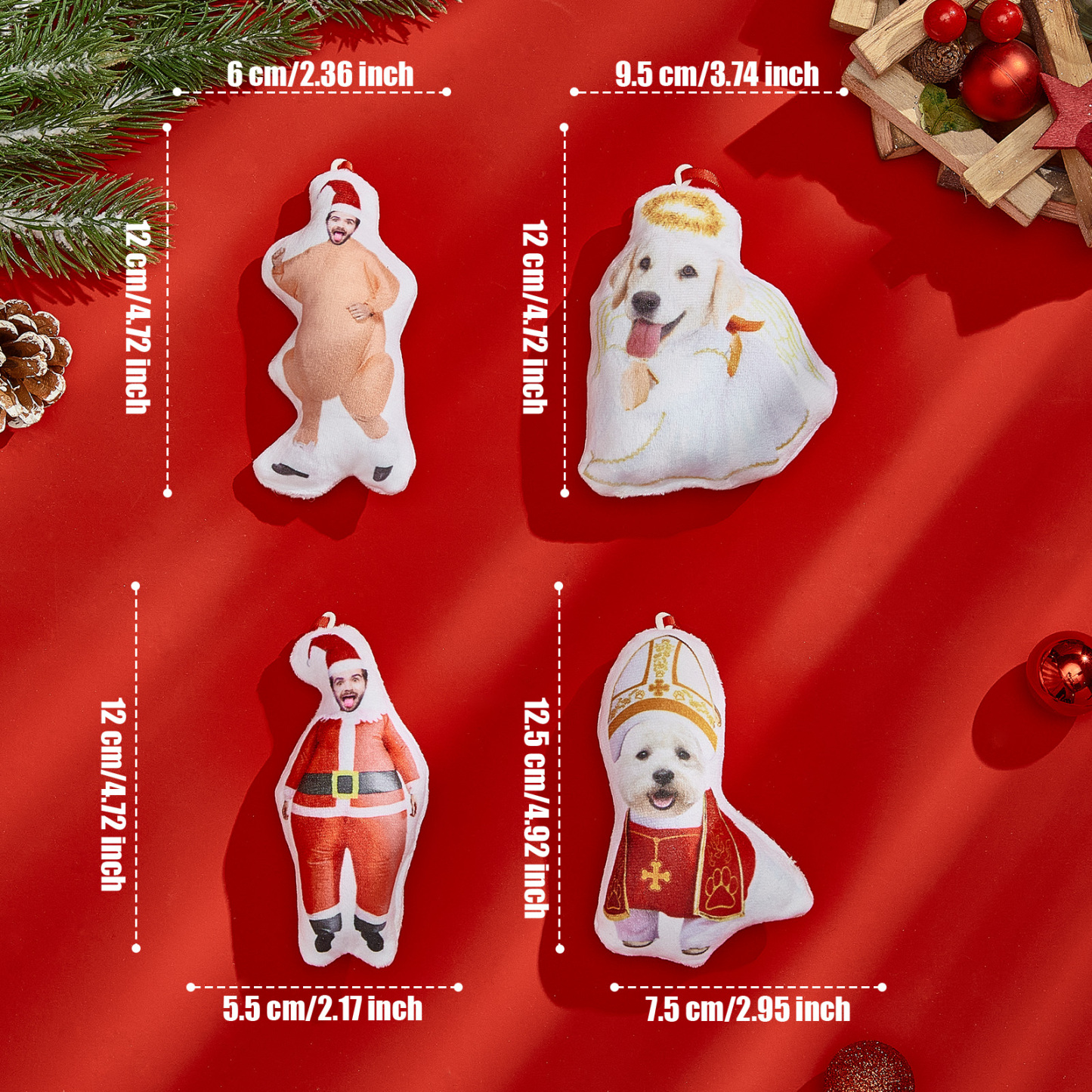 Décoration De Sapin De Noël Miniature Personnalisée Avec Photo, Cadeau De Décoration De Noël Pour La Famille Et Les Amoureux Des Animaux - MyFaceSocksFR