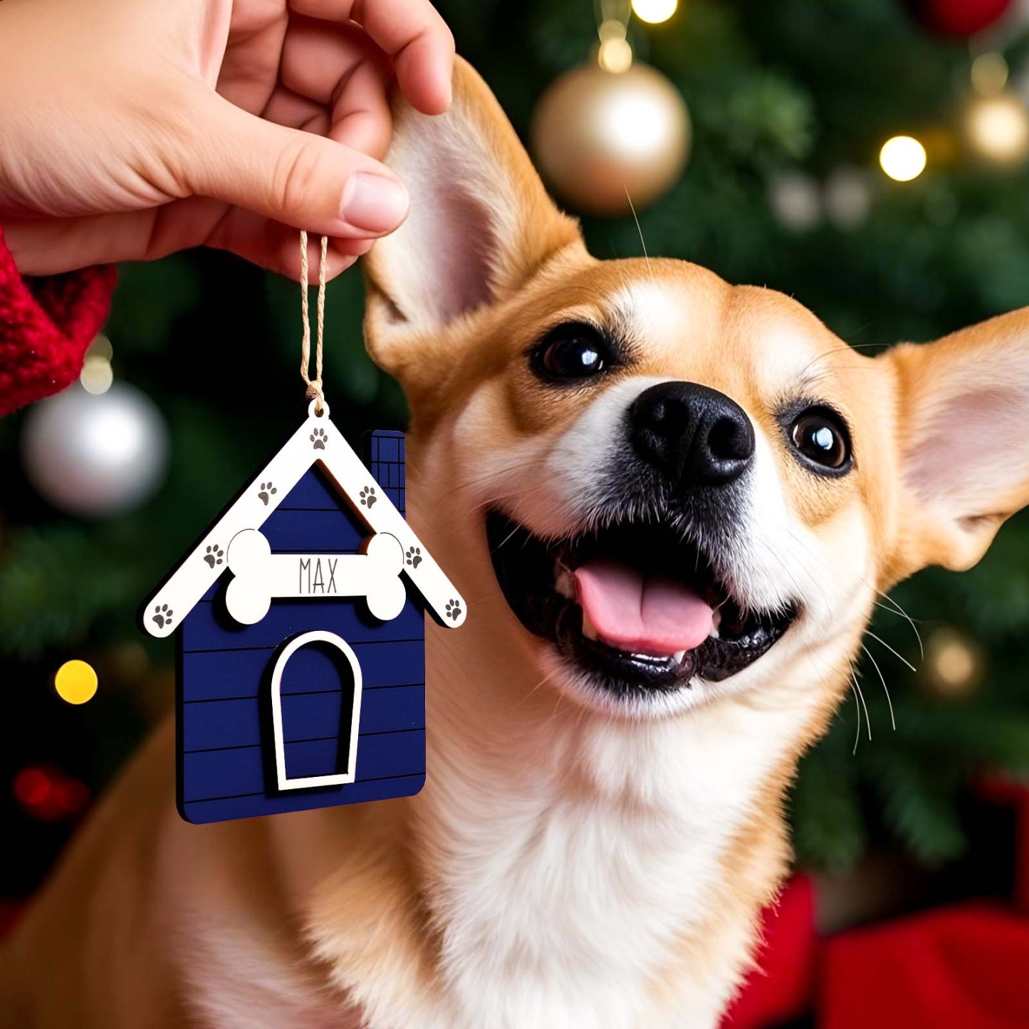 Ornement De Noël Personnalisé Pour Niche De Chien, Cadeau De Décoration De Noël - MyFaceSocksFR
