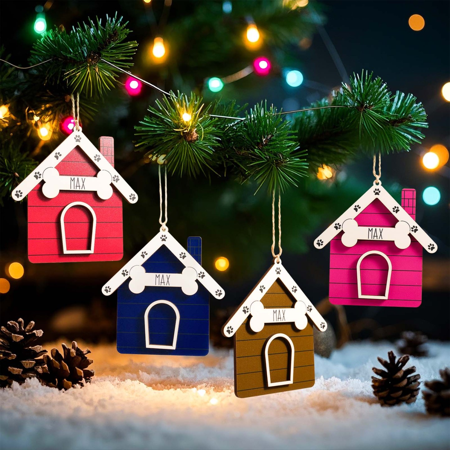 Ornement De Noël Personnalisé Pour Niche De Chien, Cadeau De Décoration De Noël - MyFaceSocksFR