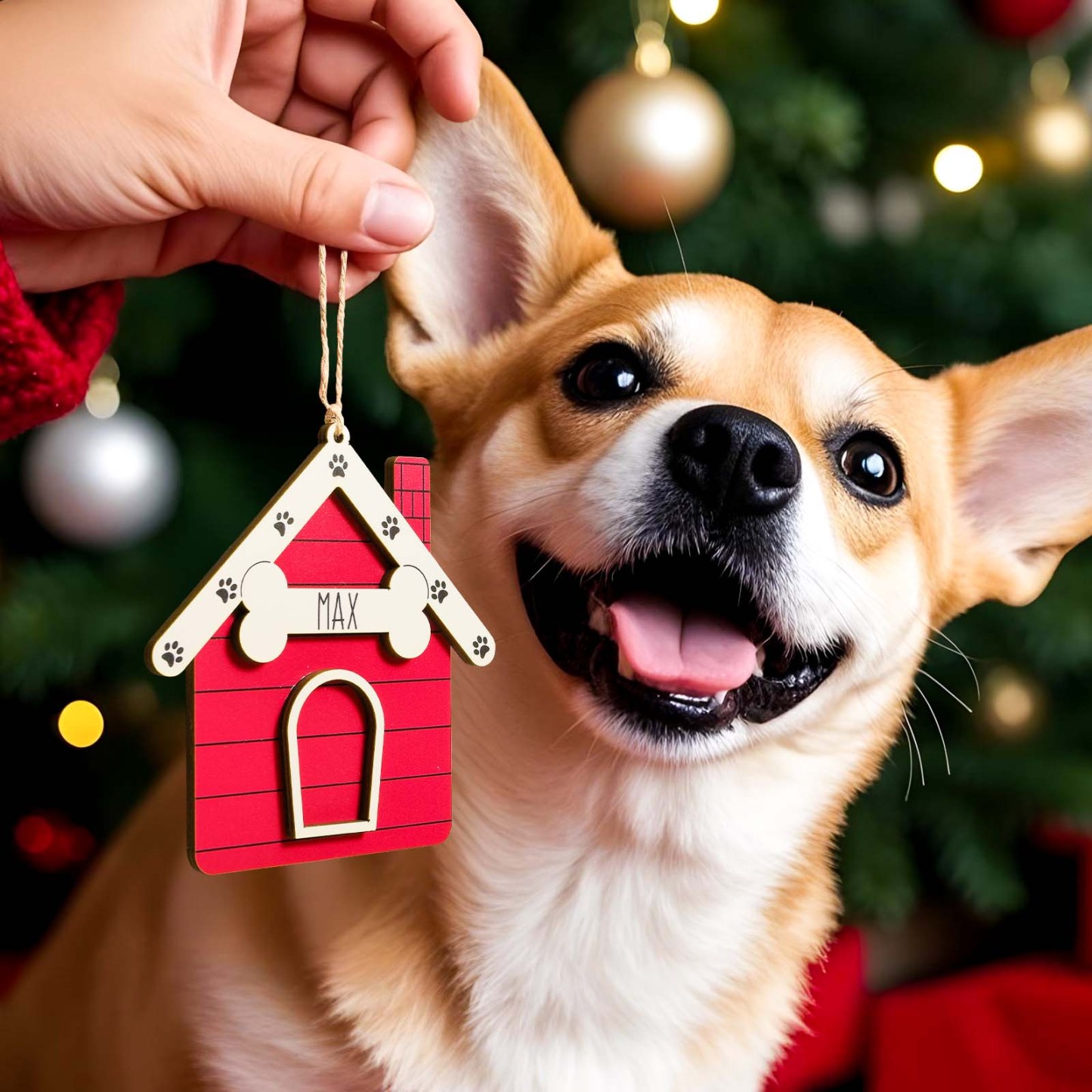 Ornement De Noël Personnalisé Pour Niche De Chien, Cadeau De Décoration De Noël - MyFaceSocksFR