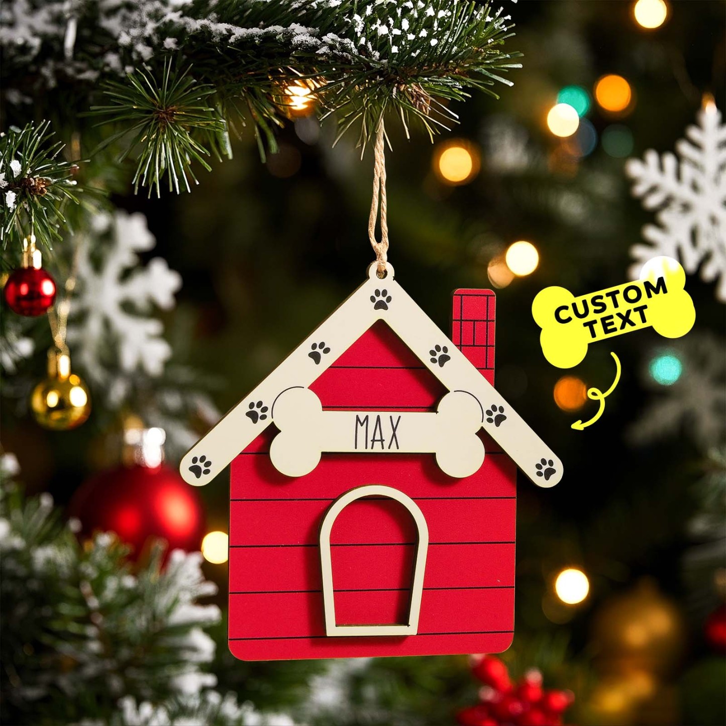 Ornement De Noël Personnalisé Pour Niche De Chien, Cadeau De Décoration De Noël - MyFaceSocksFR
