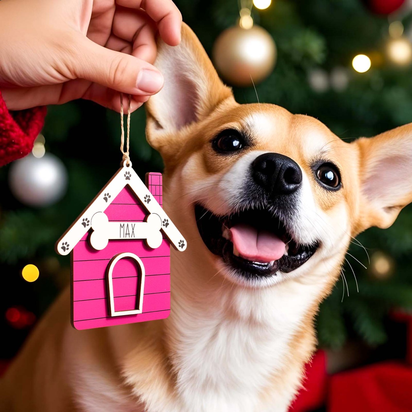 Ornement De Noël Personnalisé Pour Niche De Chien, Cadeau De Décoration De Noël - MyFaceSocksFR