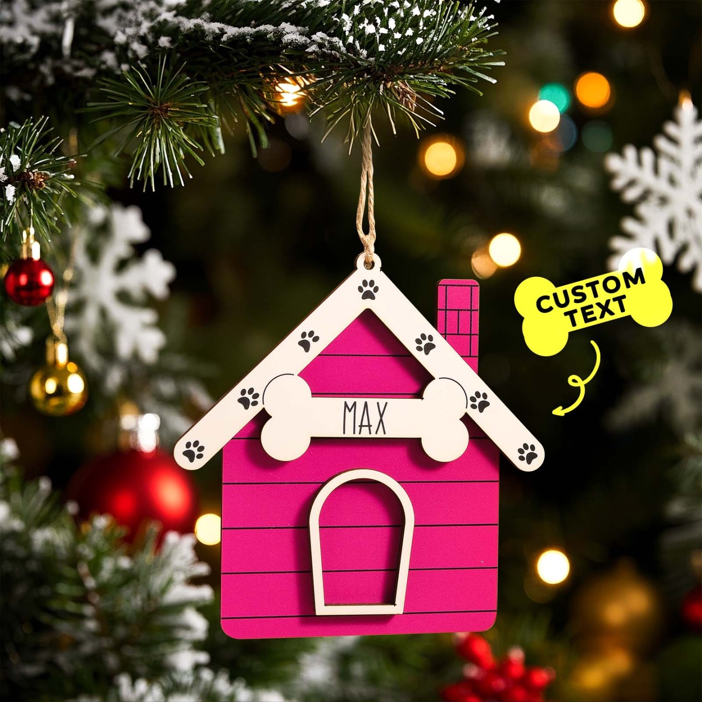 Ornement De Noël Personnalisé Pour Niche De Chien, Cadeau De Décoration De Noël - MyFaceSocksFR