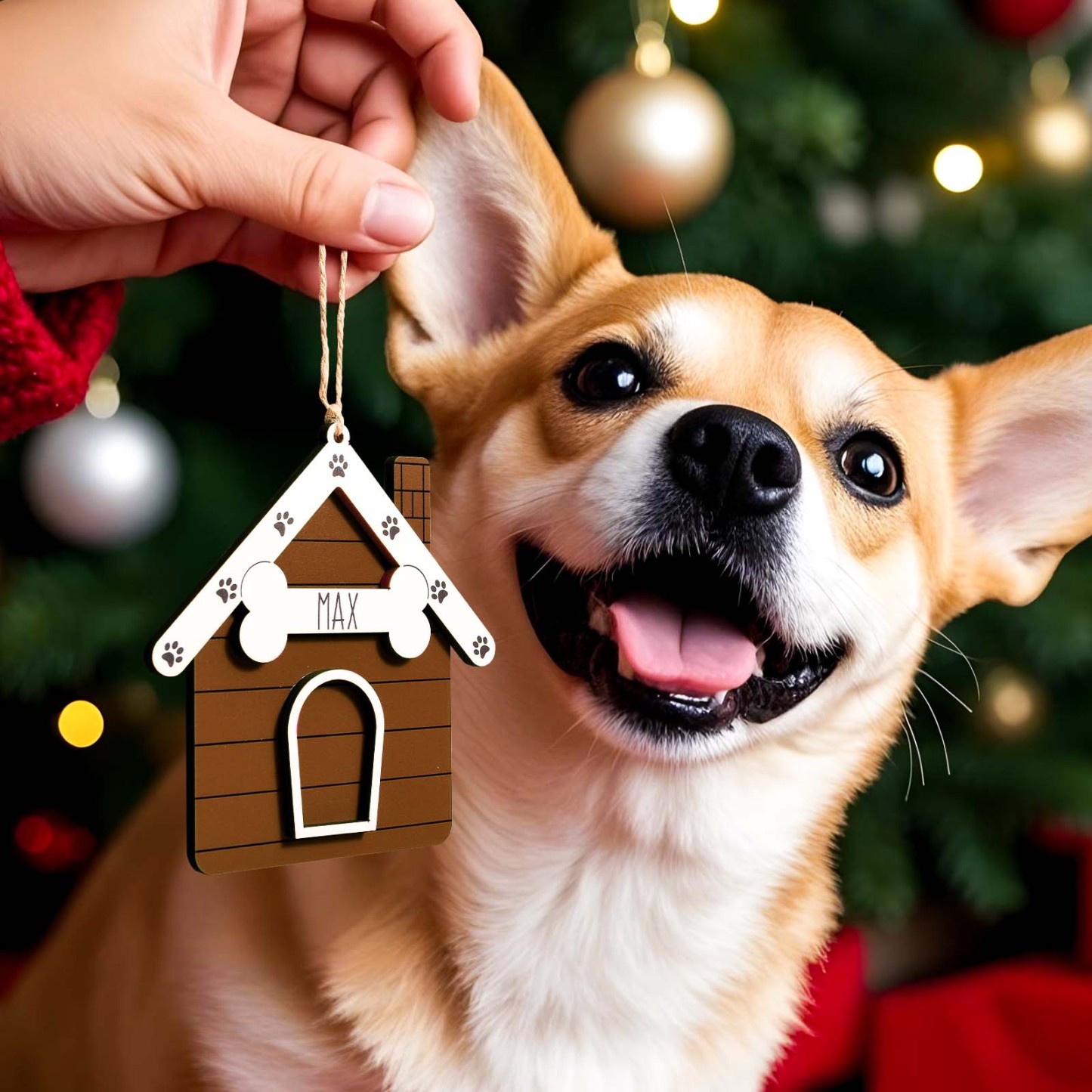 Ornement De Noël Personnalisé Pour Niche De Chien, Cadeau De Décoration De Noël - MyFaceSocksFR