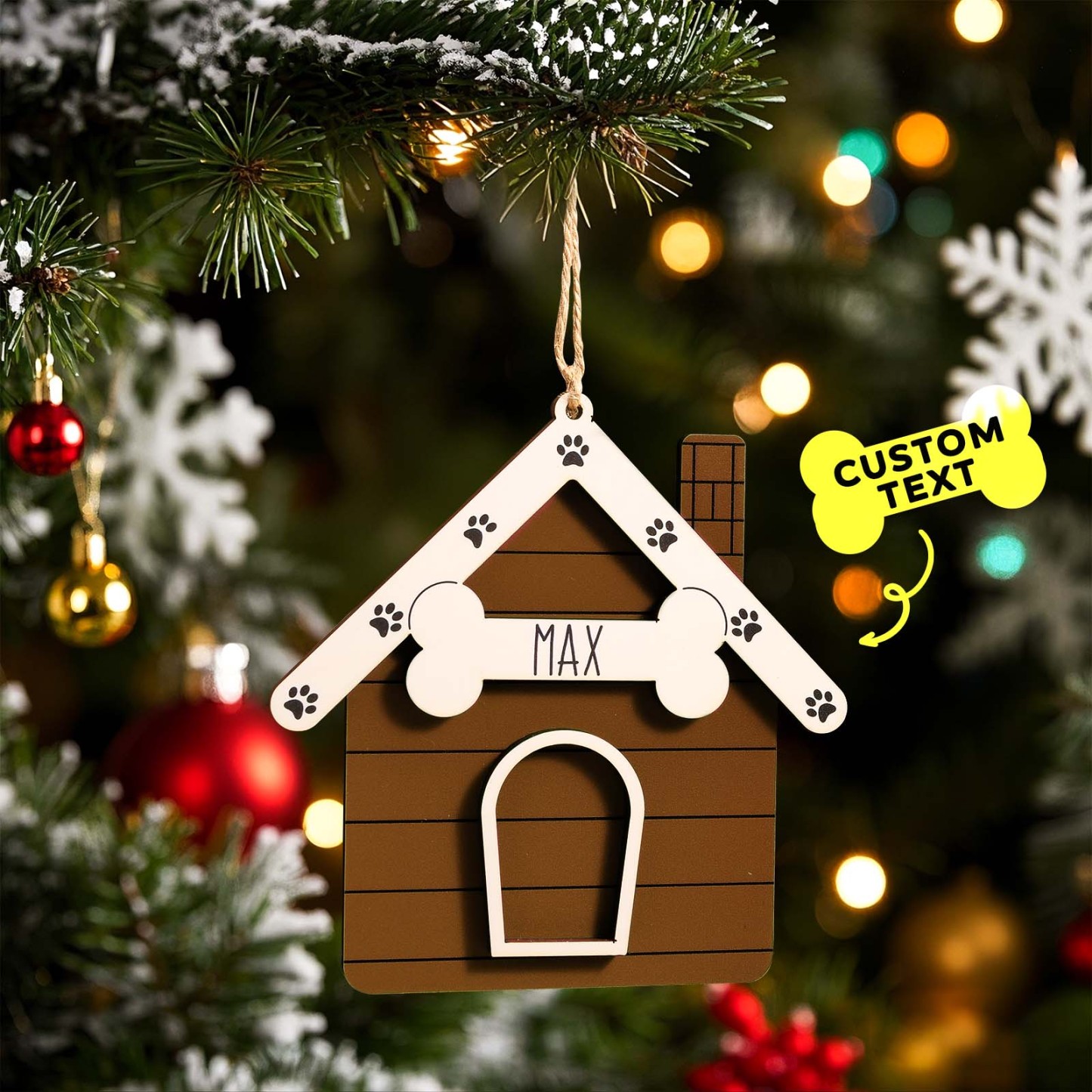 Ornement De Noël Personnalisé Pour Niche De Chien, Cadeau De Décoration De Noël - MyFaceSocksFR