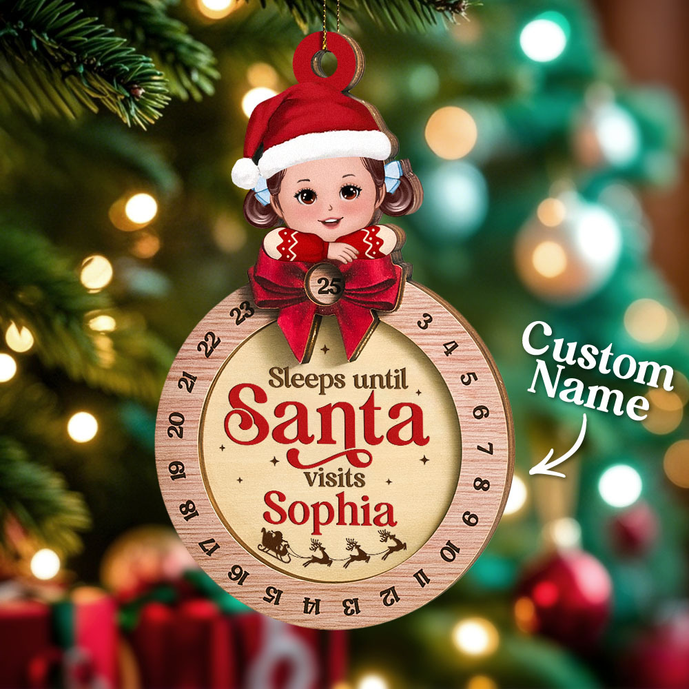 Ornement De Noël Personnalisé Dort Jusqu'à Ce Que Le Père Noël Visite Une Jolie Poupée Enfant Ornement De Compte À Rebours Personnalisé Cadeau De Noël Pour Fille Fils Petite-fille Petit-fils - MyFaceSocksFR