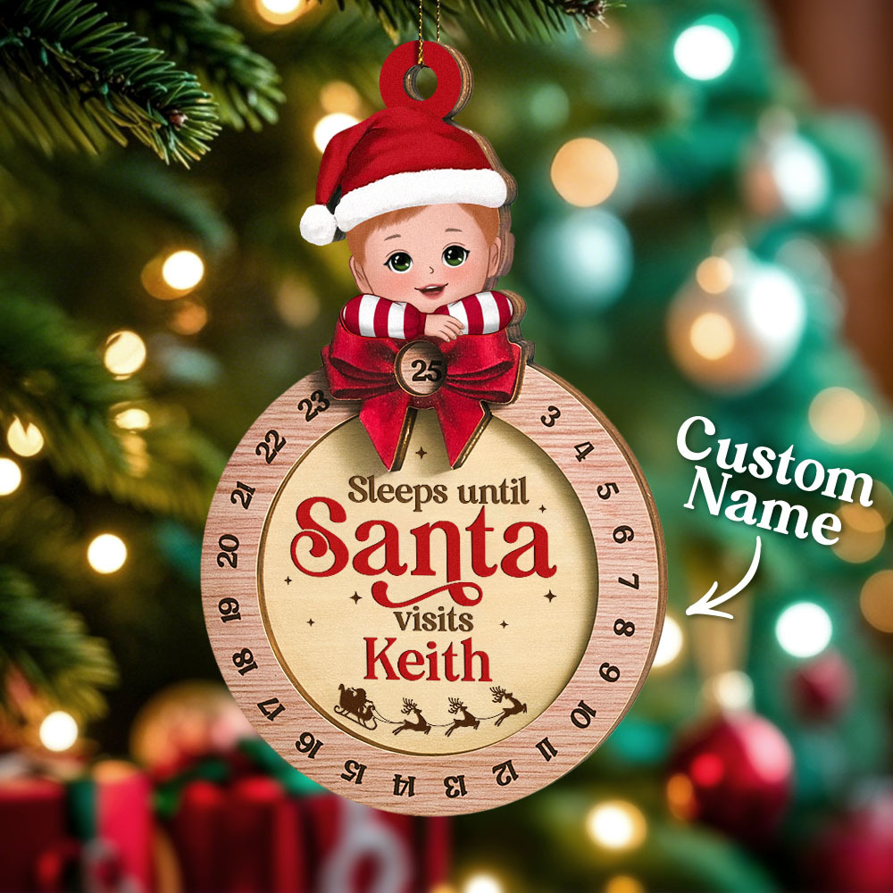 Ornement De Noël Personnalisé Dort Jusqu'à Ce Que Le Père Noël Visite Une Jolie Poupée Enfant Ornement De Compte À Rebours Personnalisé Cadeau De Noël Pour Fille Fils Petite-fille Petit-fils - MyFaceSocksFR