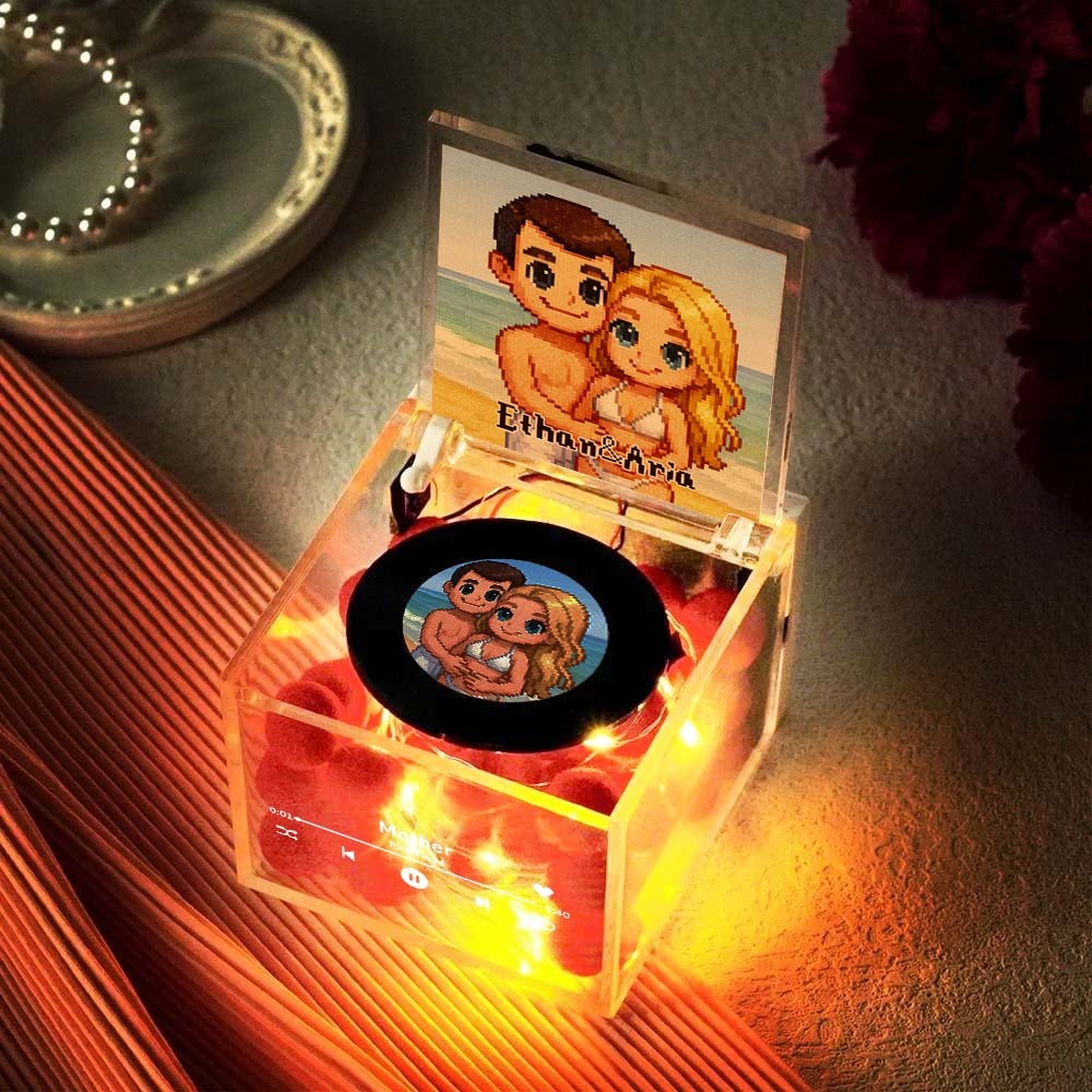 Mini Tourne-disque Vinyle Personnalisé Avec Photo Et Musique Automatique, Cadeau Personnalisé Pour Petit Ami, Cadeaux De Noël - MyFaceSocksFR