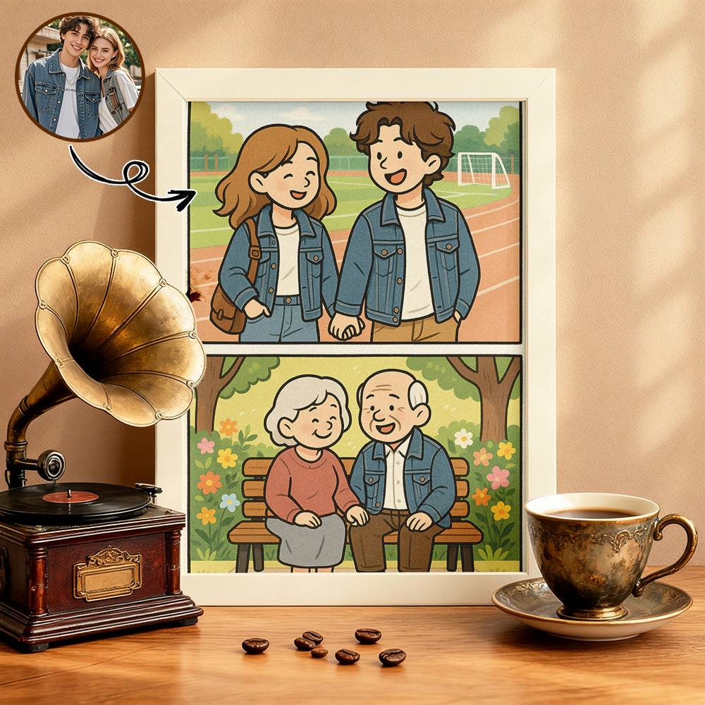 Portrait De Dessin Animé De Réfraction En Verre Personnalisé, Art Mural, Cadeau Personnalisé Créatif Pour Anniversaire Ou Décoration De Noël - MyFaceSocksFR